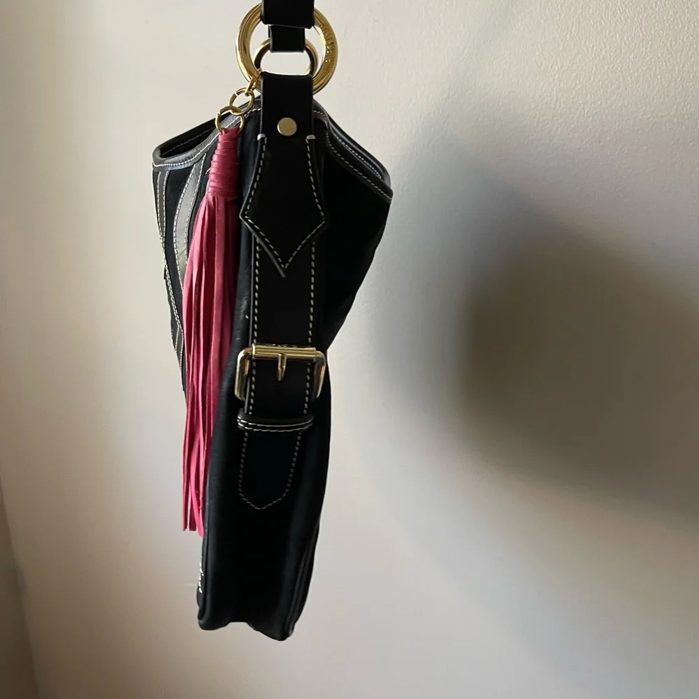 NWOT Just Cavalli - Made in Italy, Black Suede Purse w/ Pink Tassel - Picture 14 of 17